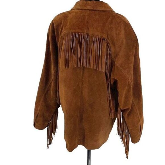 COMINT Vintage Brown Suede Fringe Jacket Blazer Size Medium Argentina - Picture 2 of 12